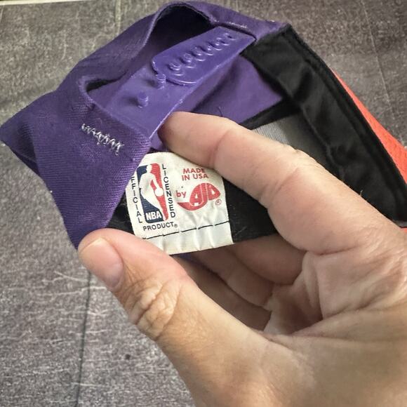 Men's Vintage 90's AJD Phoenix Suns Purple Orange Plain Logo Snapback Hat Cap - Picture 5 of 6